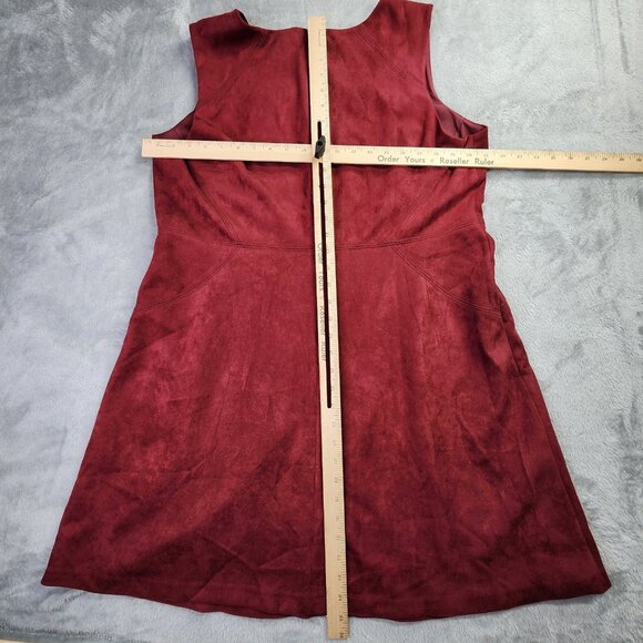 Chicos Dress Sleeveless Velvet Petite 3P US 16P Red Knee Shift Party Office - Picture 8 of 9